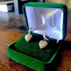 Romantic heart shaped sterling silver earrings